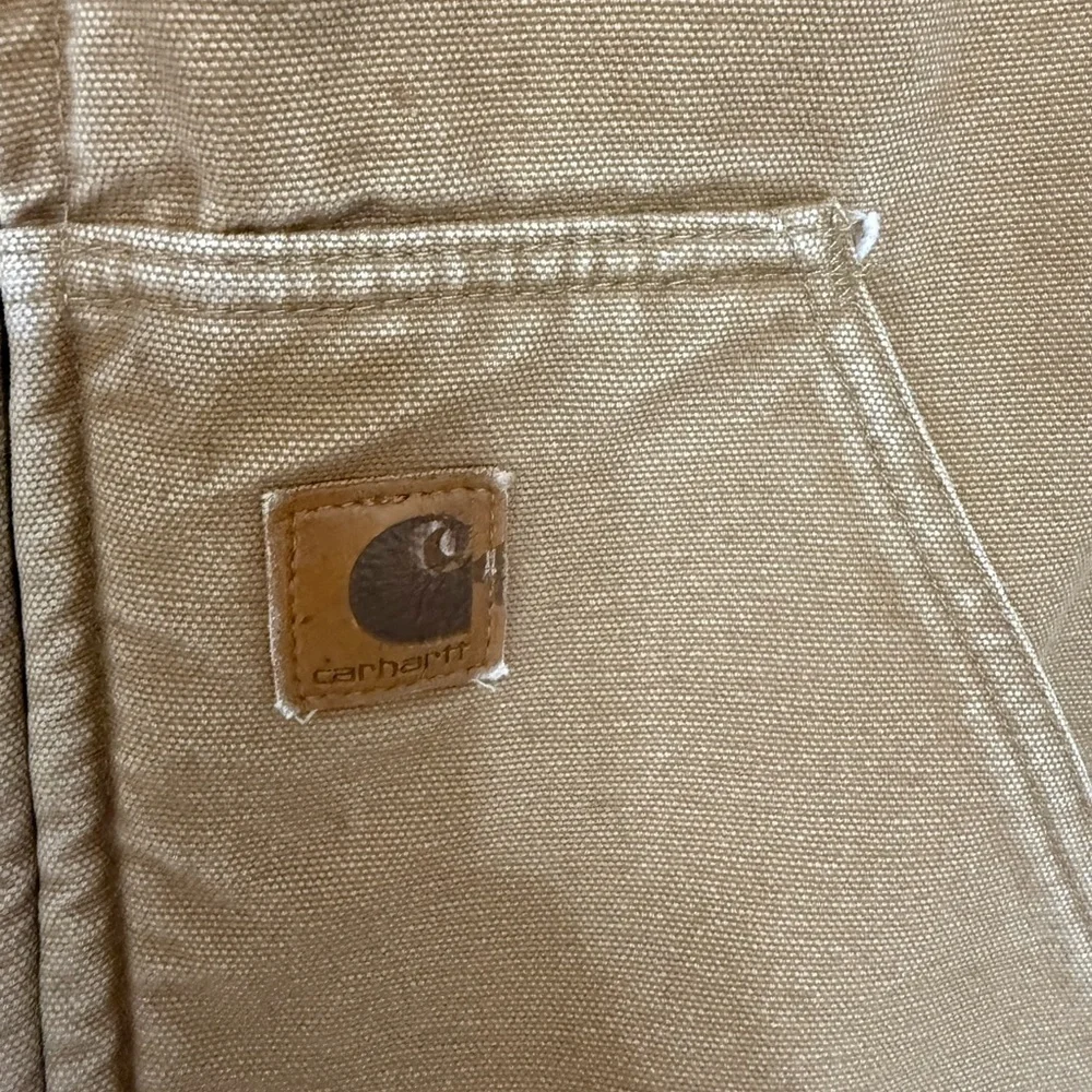 Vintage Carhartt Brown Canvas Work Vest with Fleece Lining